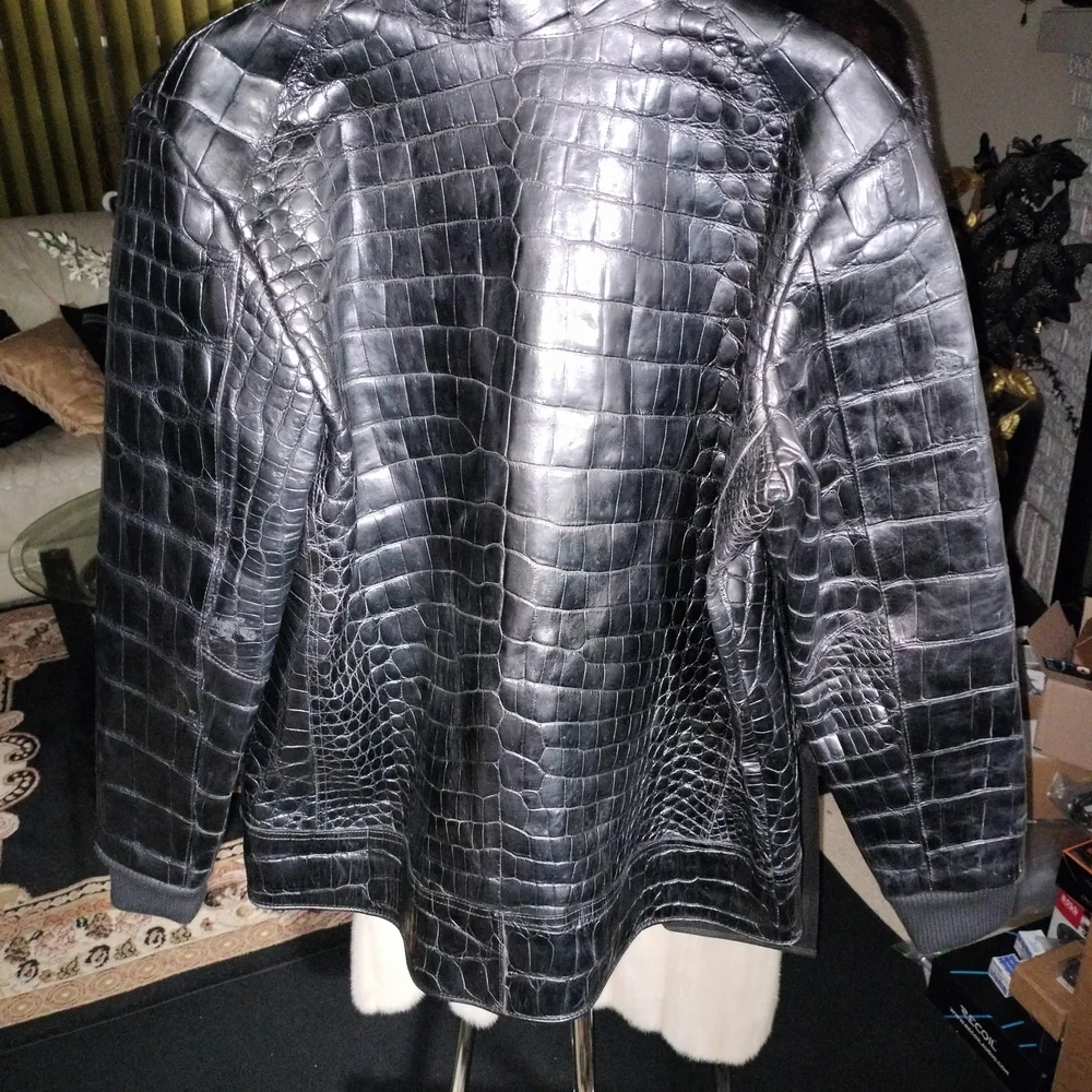 Men's Black 100% Alligator Jacket size MEDIUM - Picture 5 of 15